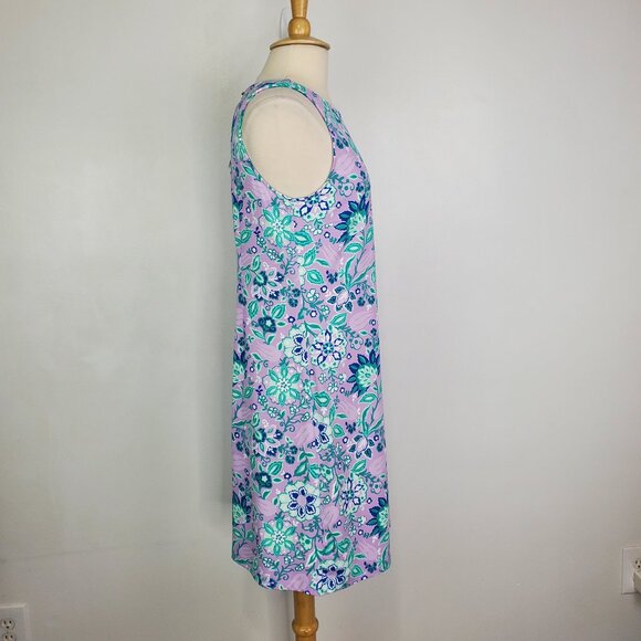 Talbots Petite Stretchy Sleeveless Floral Pullover Coastal Summer Dress Size LP - Picture 3 of 11
